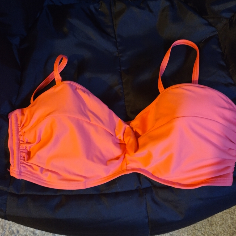 Coral bandeau swimsuit top